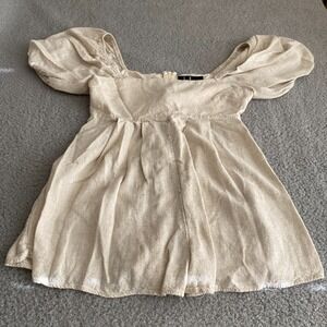 Lulus Dress Ivory‎ Women's Small Womens Short Sleeve Back Zipper Elegant Style